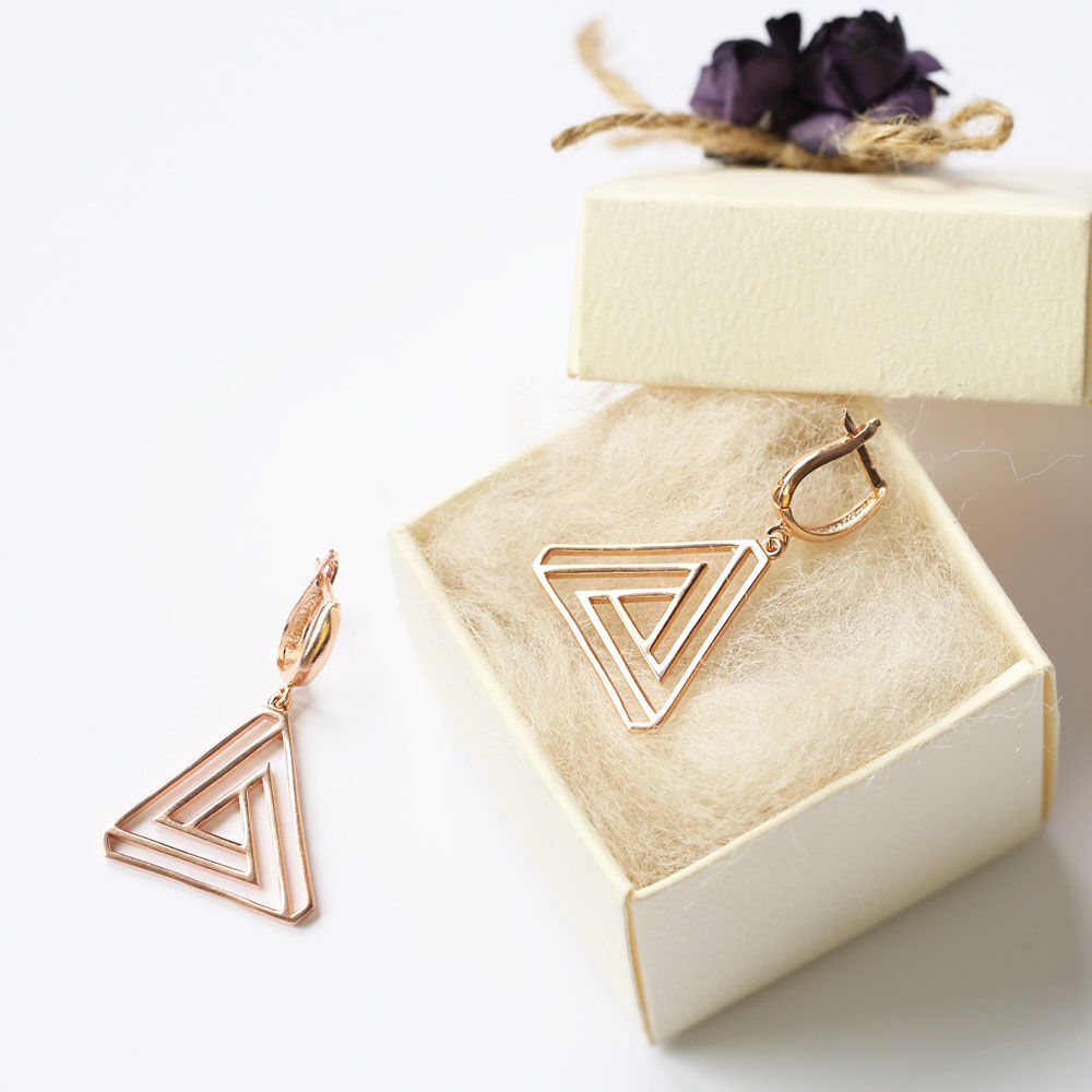 Origami Triange Minimalist Handcrafted Design Sterling Silver Earring